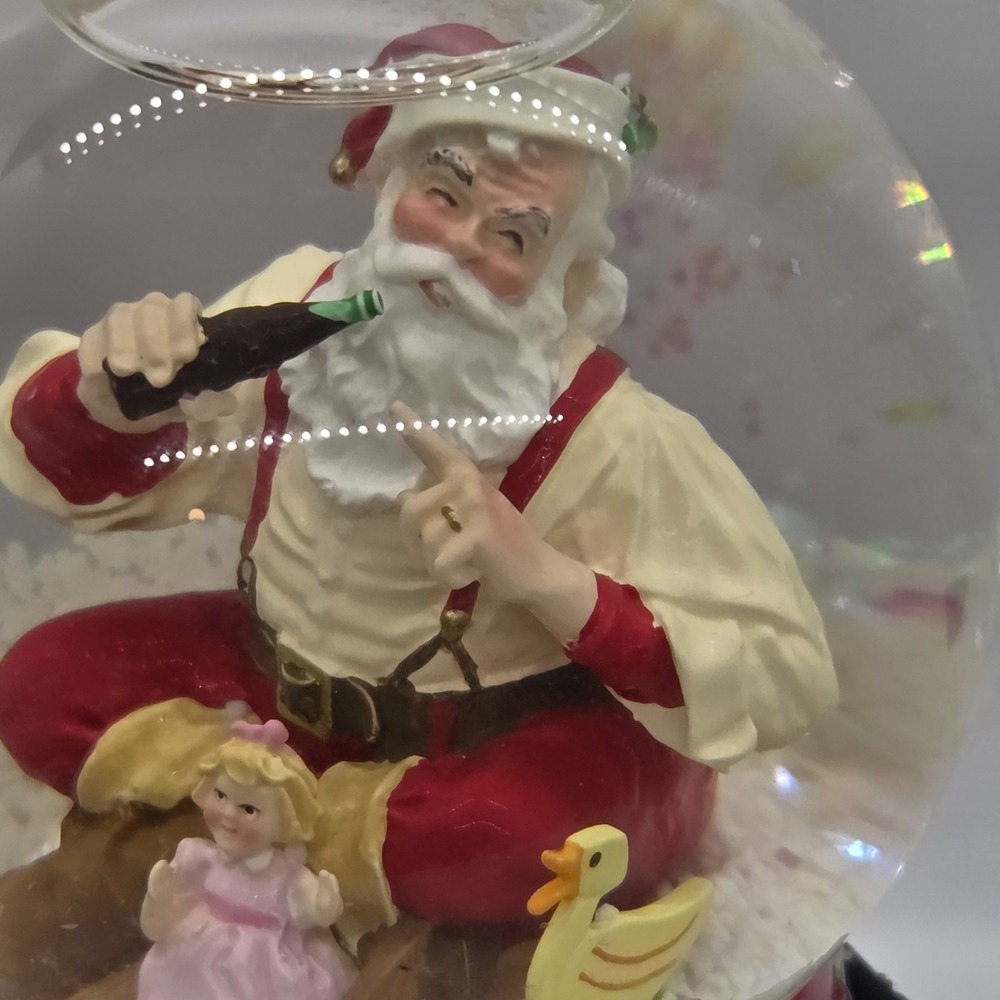 VTG Y2K Coke Cola Santa Snow Globe Sundblom Teach The Wrld 2 Sing Wrks Clear H20 - Picture 2 of 5